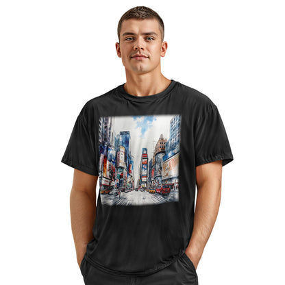 Times Square New York City Watercolor Sketch Shirt