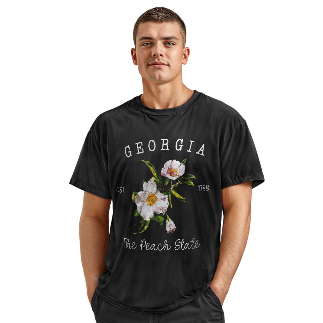 Georgia Cherokee Rose Peach State Botanical Vintage Shirt