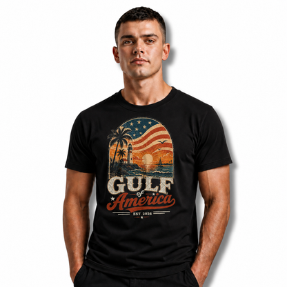 Gulf of America Lighthouse Coastal Sunset Patriotic Shirt