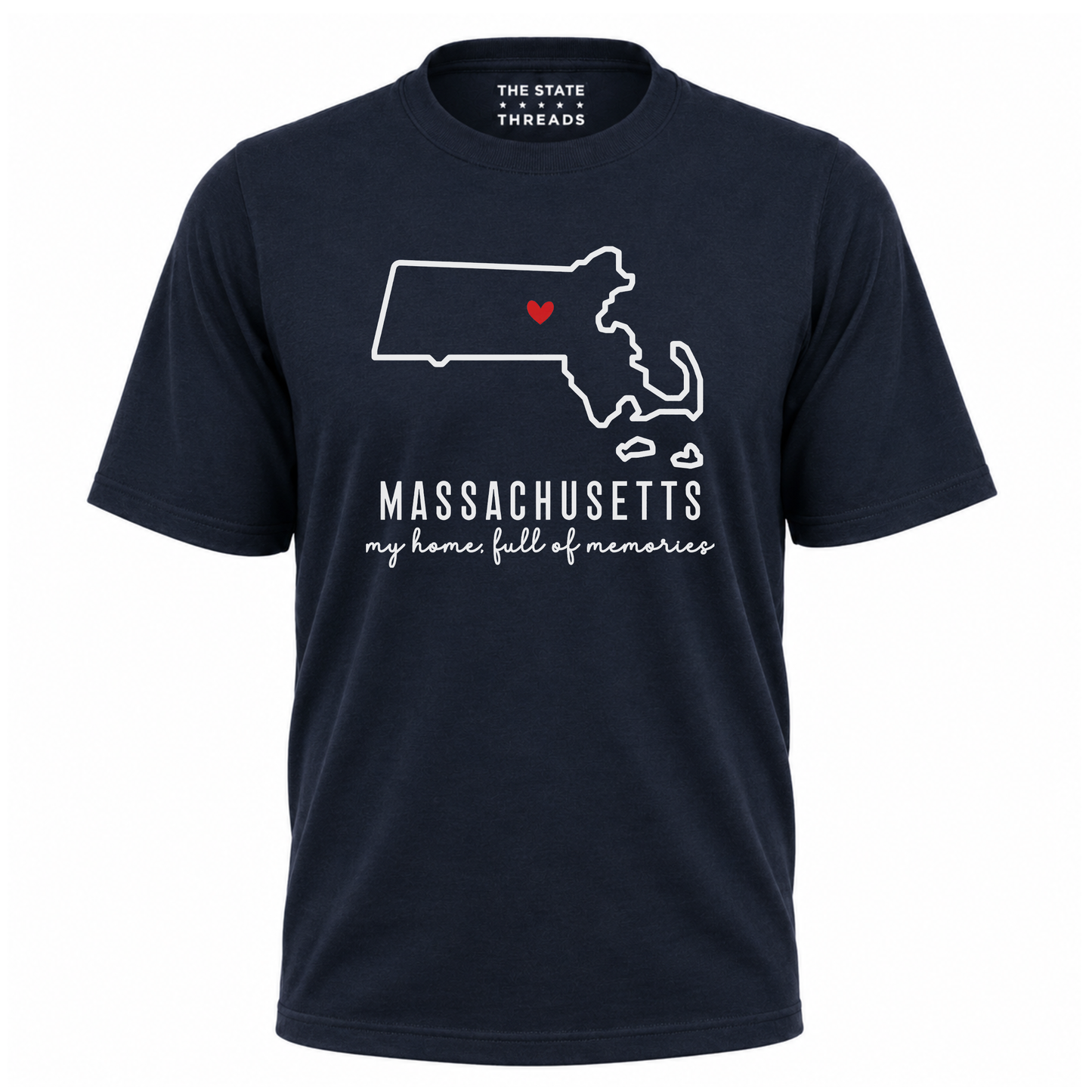 Massachusetts State Map Home Heart Outline Pride Shirt