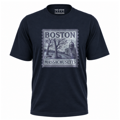 Boston Massachusetts Vintage Postal Stamp Aesthetic Heritage Shirt