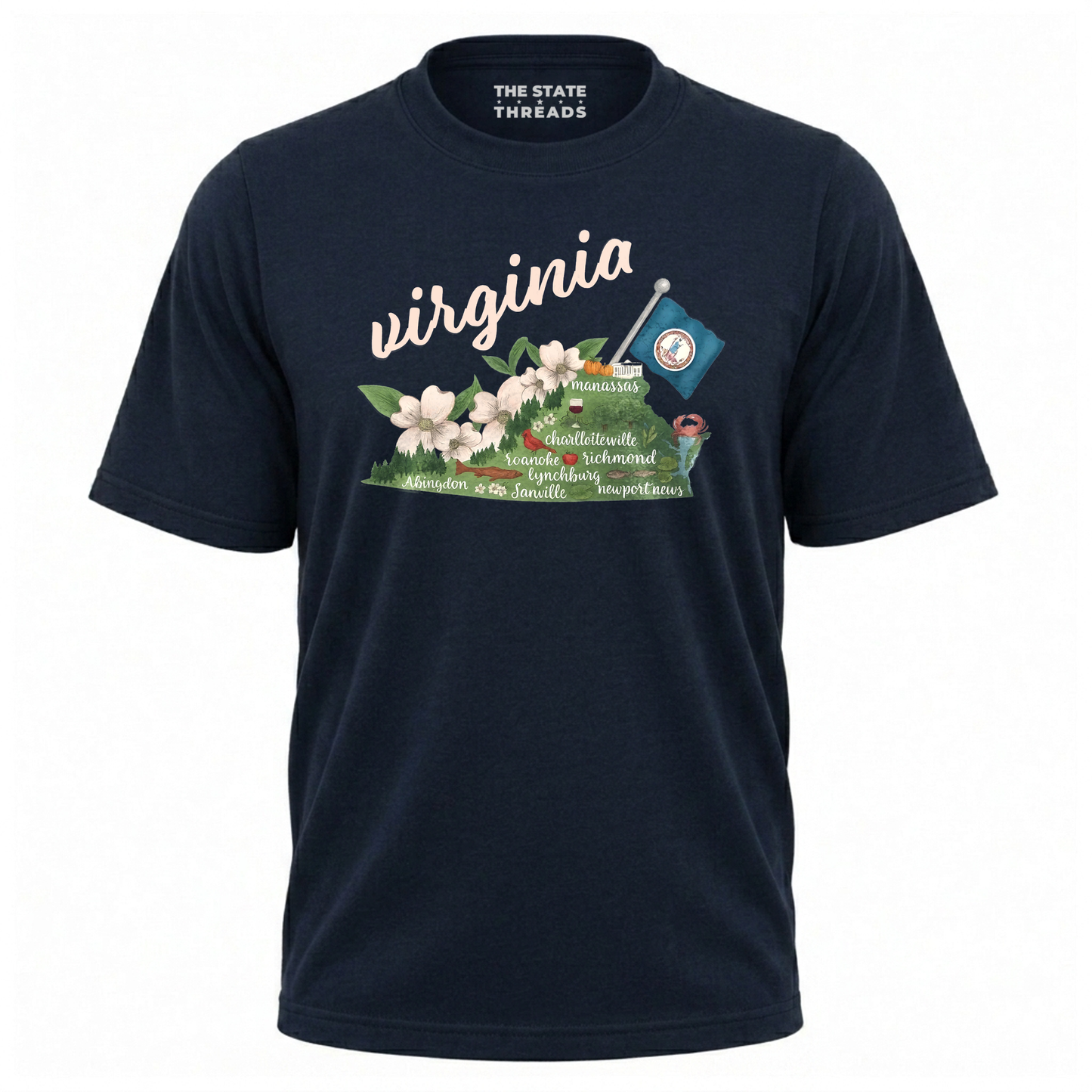 Virginia State Pride Floral Map Shirt