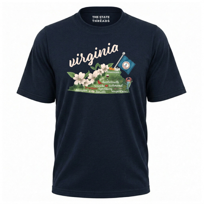Virginia State Pride Floral Map Shirt