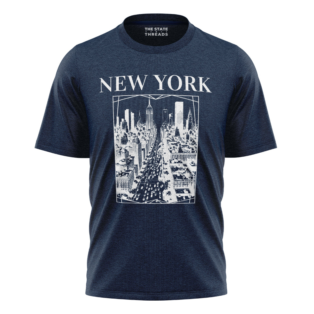 New York Retro City Art Blueprint Skyline Shirt