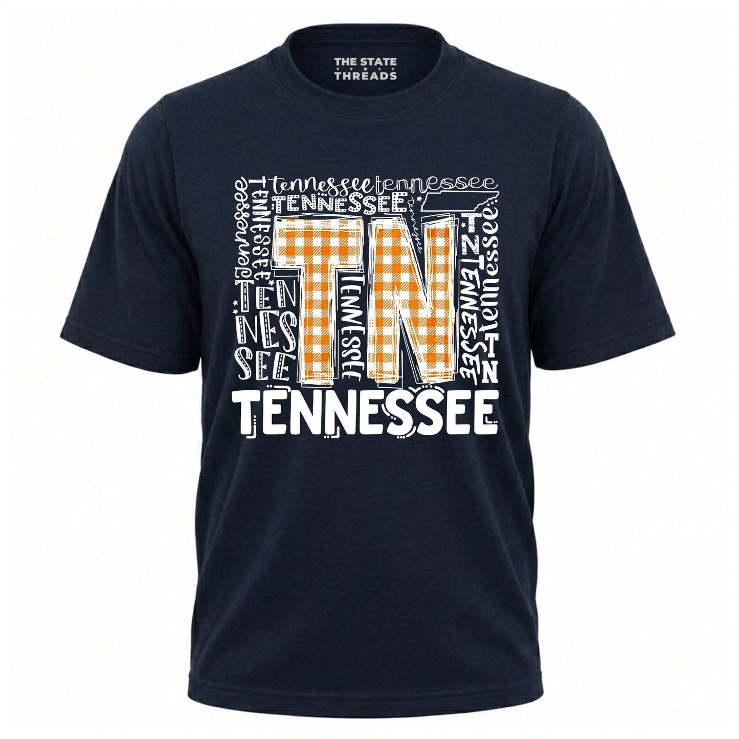 Tennessee Orange Checkerboard TN Typography Shirt