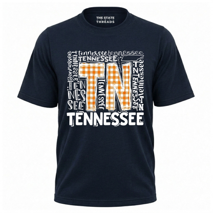 Tennessee Orange Checkerboard TN Typography Shirt