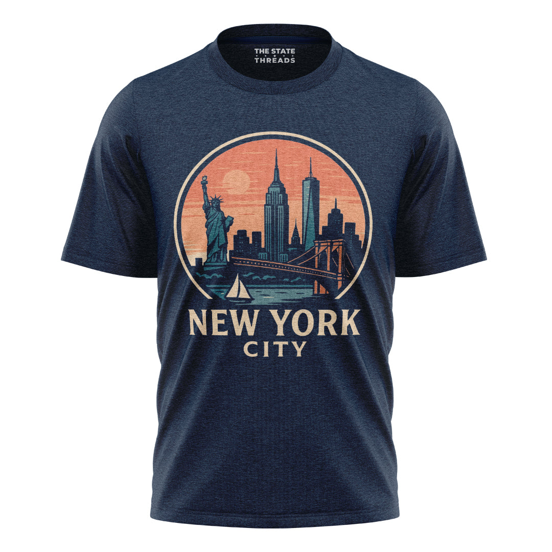 New York City Retro Sunset Circle Badge Shirt