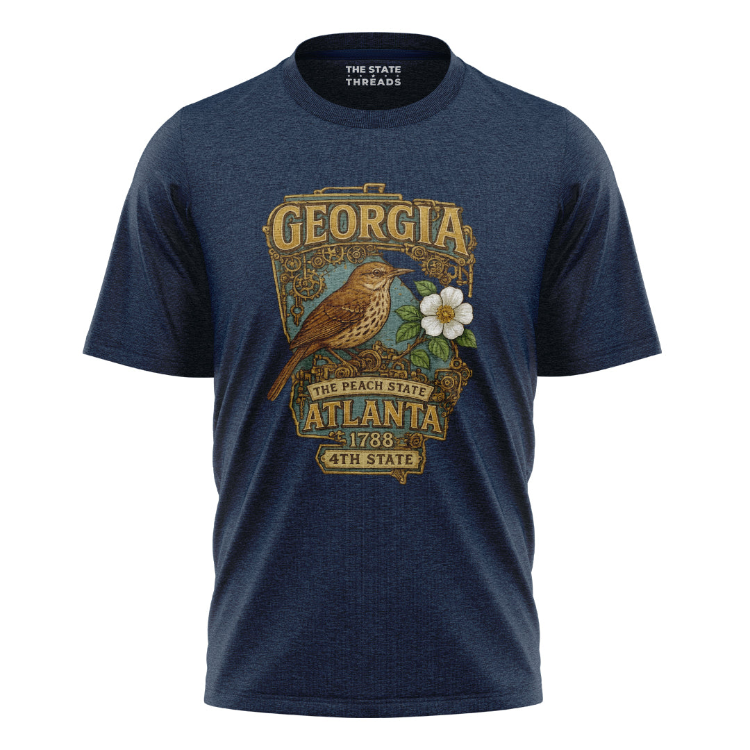Georgia Steampunk State Bird Flower Peach State Shirt
