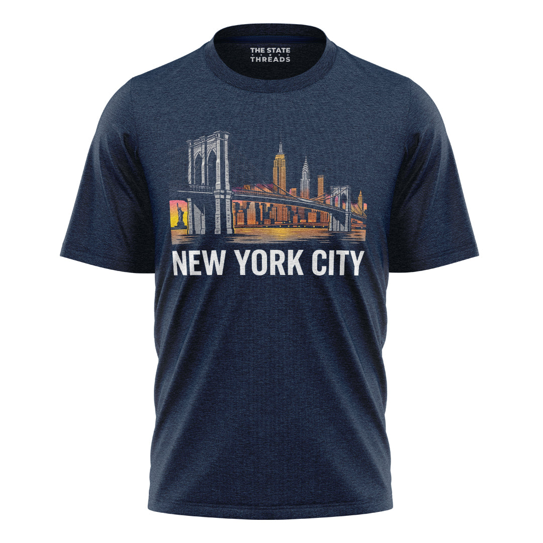 New York City Brooklyn Bridge Sunset Skyline Shirt