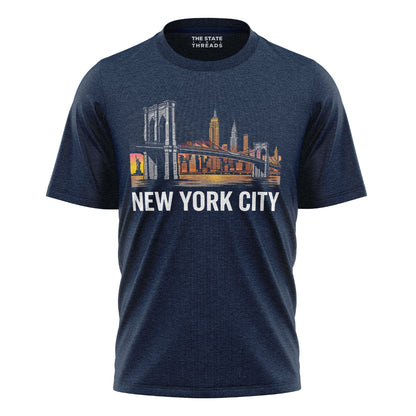 New York City Brooklyn Bridge Sunset Skyline Shirt