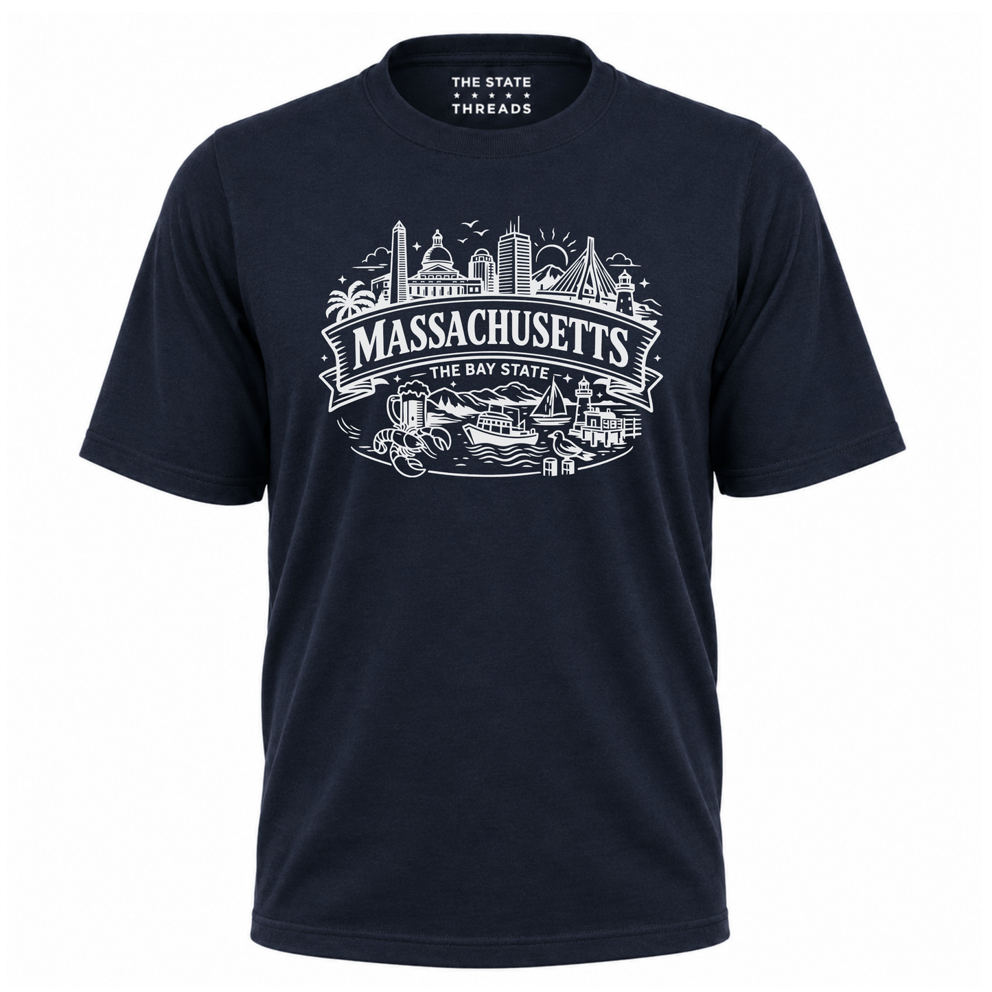 Massachusetts Bay State Boston Skyline Coastal Travel Shirt