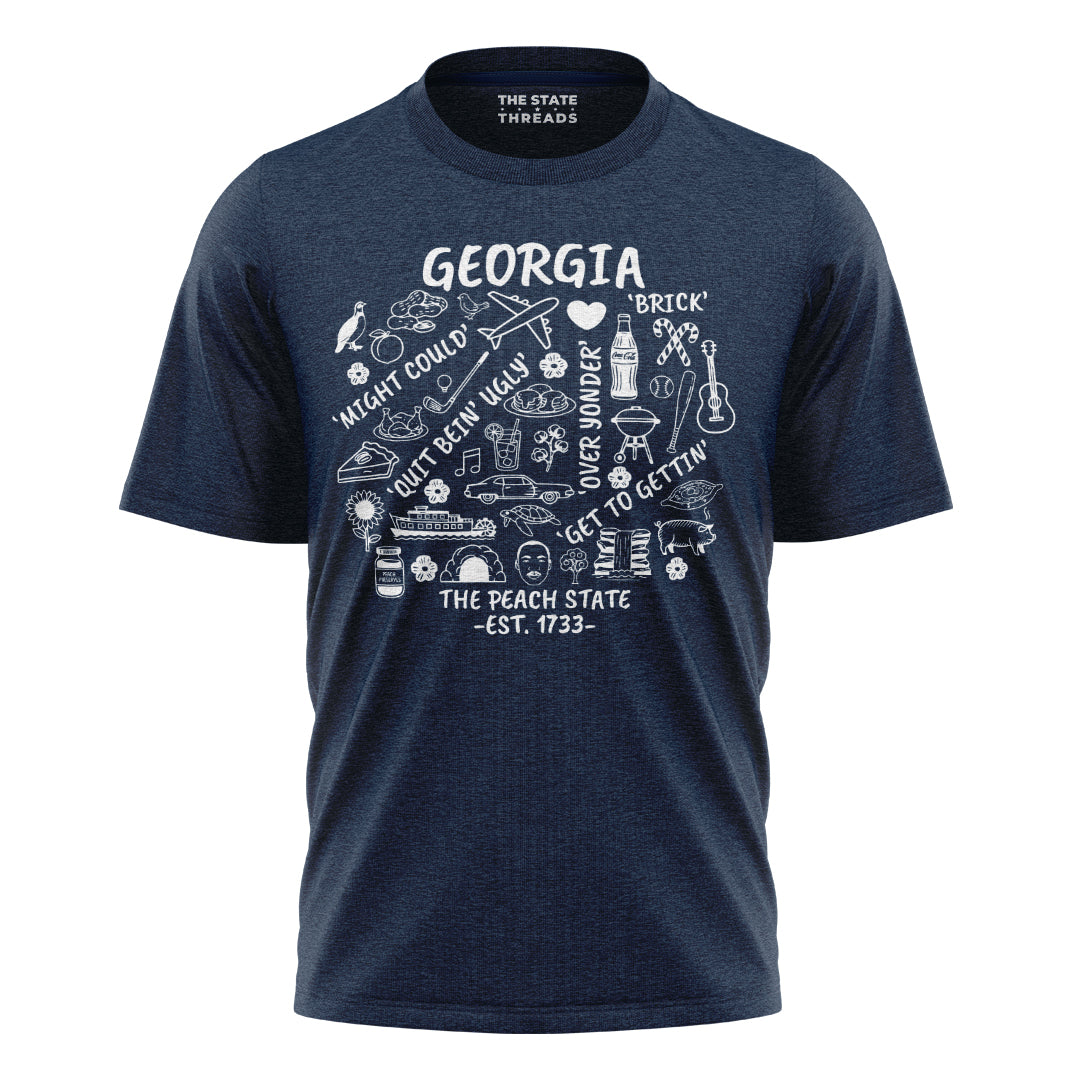 Georgia Peach State Southern Slang Icons Culture Shirt