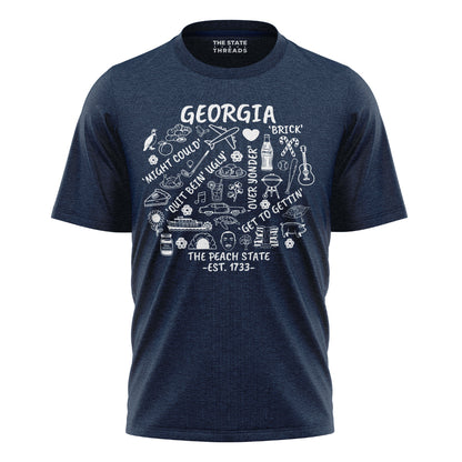 Georgia Peach State Southern Slang Icons Culture Shirt