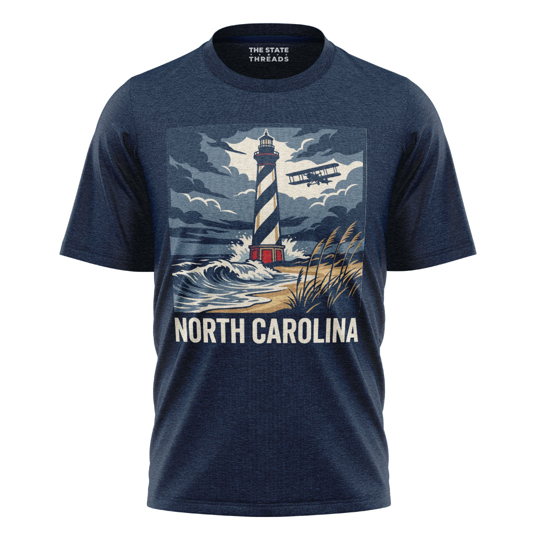 North Carolina Lighthouse Biplane Vintage Coastal Shirt
