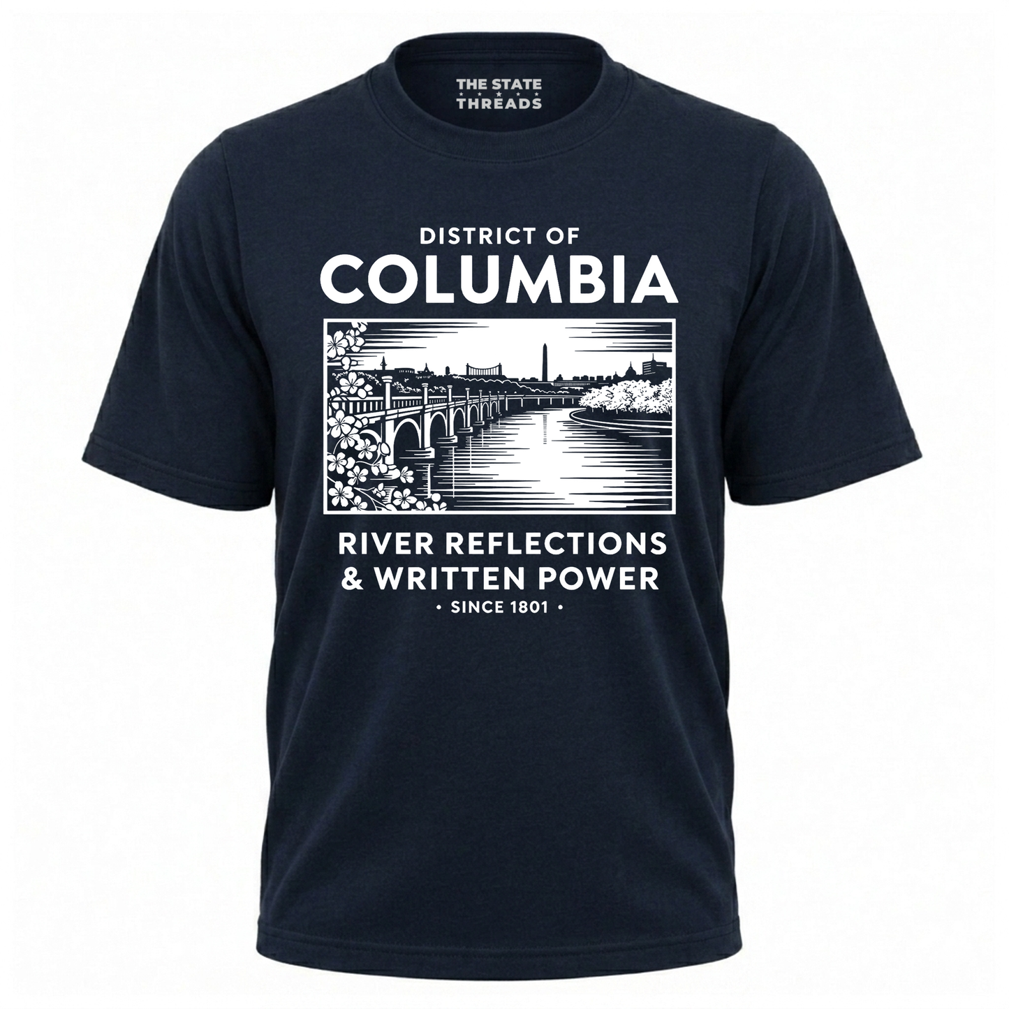 District of Columbia River Reflections Potomac Bridge Vintage Shirt