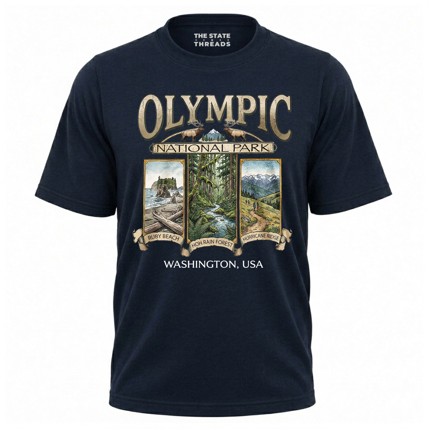 Washington Olympic National Park Retro Wildlife Shirt