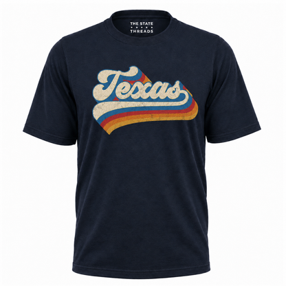 Texas Retro Script Rainbow Shirt