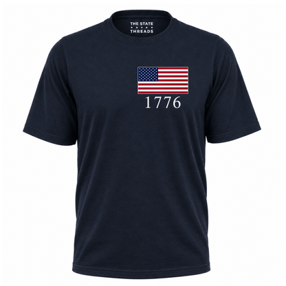 America Embroidered USA Flag 1776 Patriotic Shirt