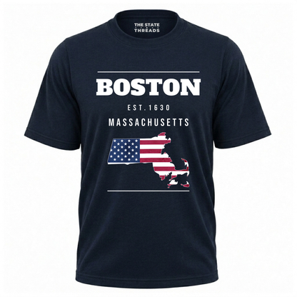 Boston Massachusetts Flag Map State Pride Shirt