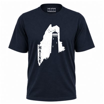 Maine Vintage Coastal Lighthouse Distressed Graphic Shirt