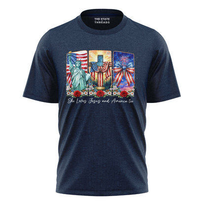 She Loves Jesus and America Too Faith Shirt