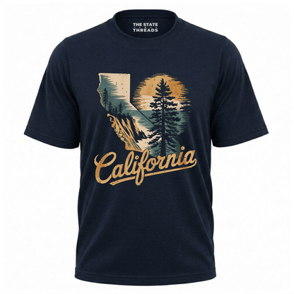 California State Map Retro Sunset Coastal Nature Shirt