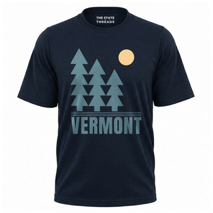 Vermont Minimalist Pine Trees Sun Nature Graphic Shirt