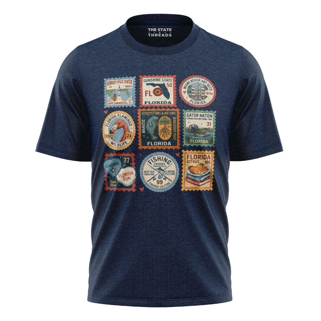 Florida Vintage Stamp Collage Sunshine State Travel Shirt