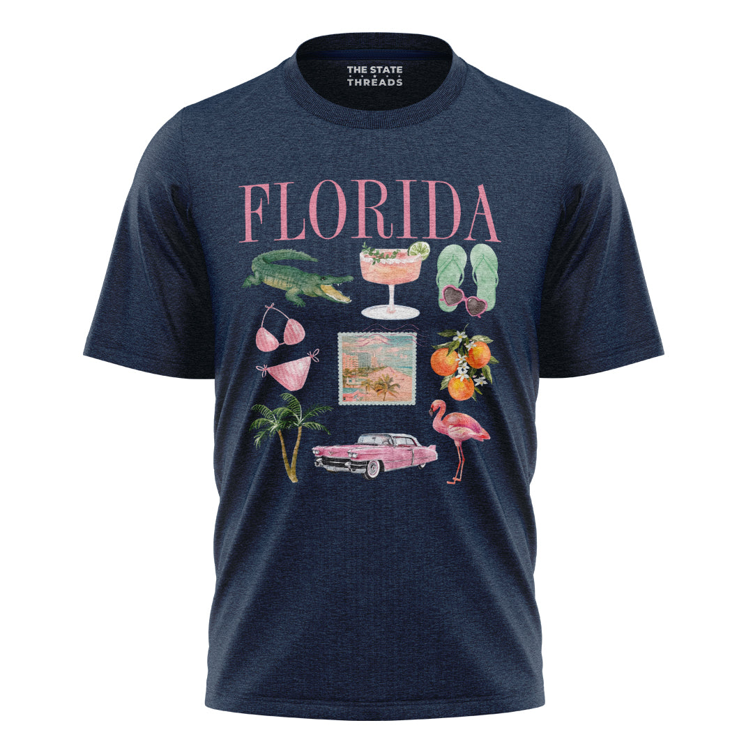 Florida Summer Vacation Icons Beach Fun Collage Shirt