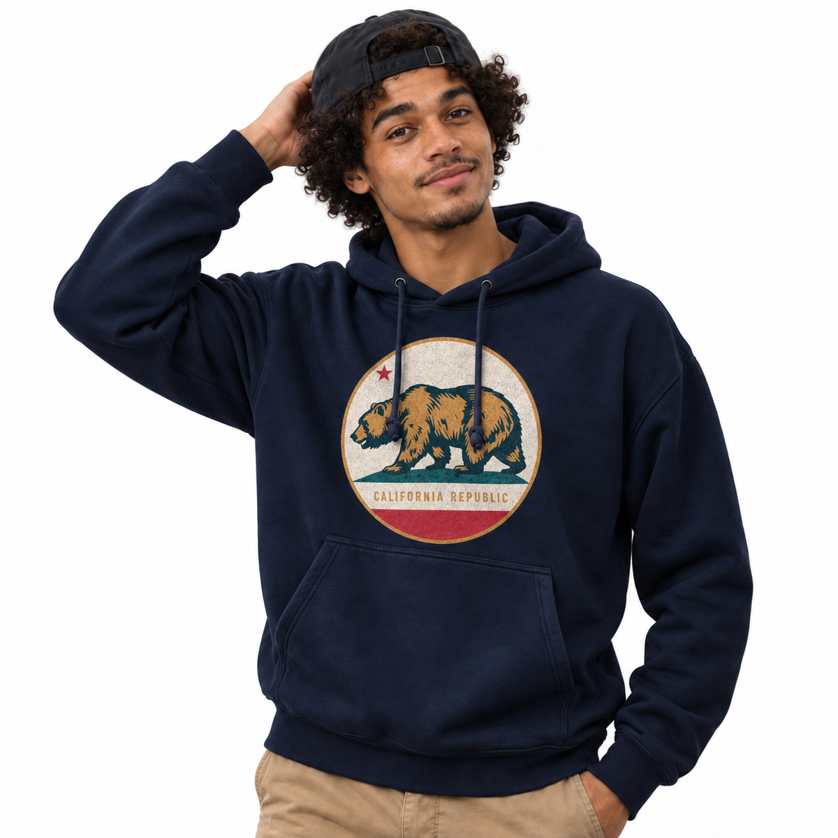 California Republic Bear Flag Vintage Circle Hoodie