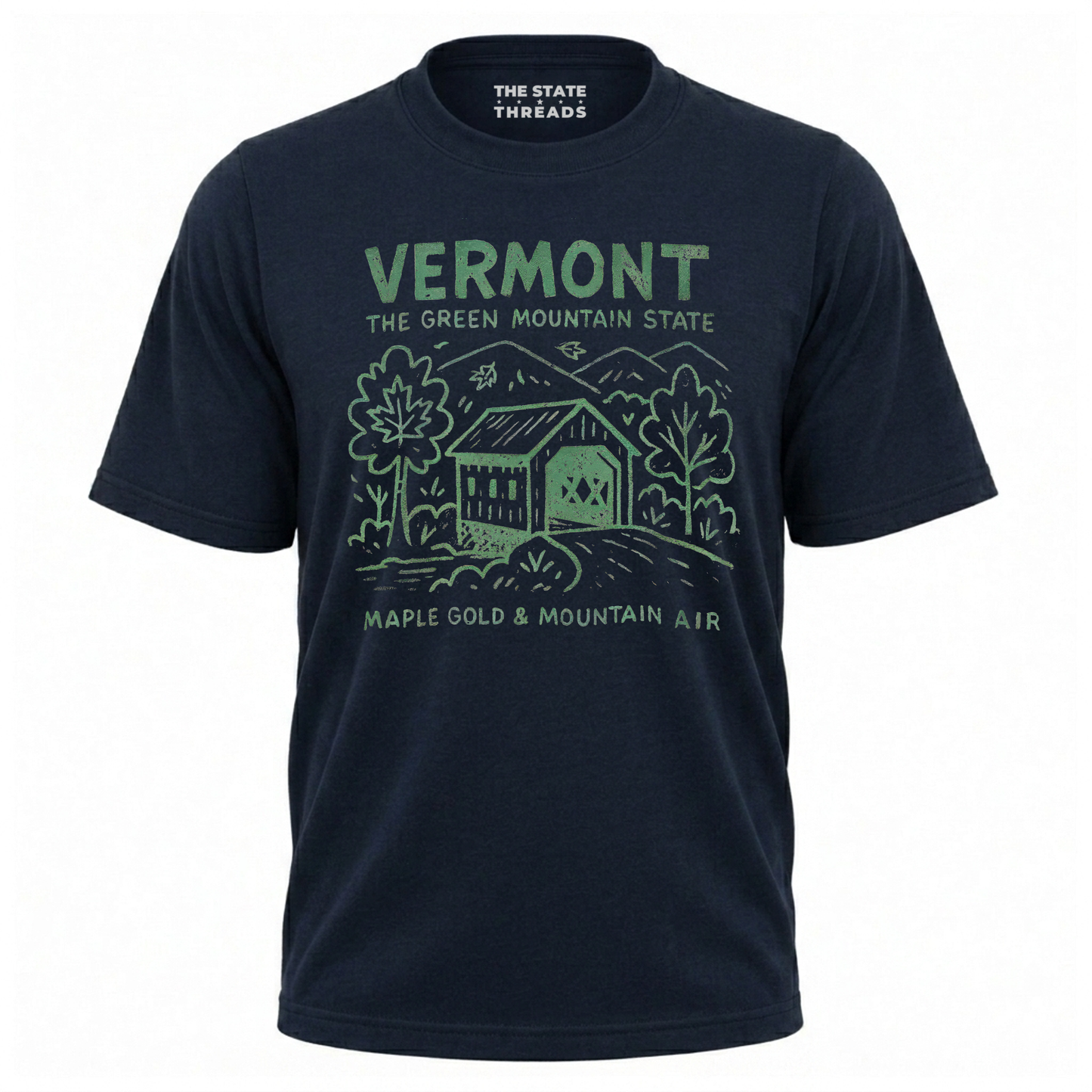 Vermont Green Mountain State Maple Gold Covered Bridge Shirt