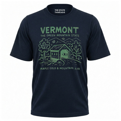 Vermont Green Mountain State Maple Gold Covered Bridge Shirt