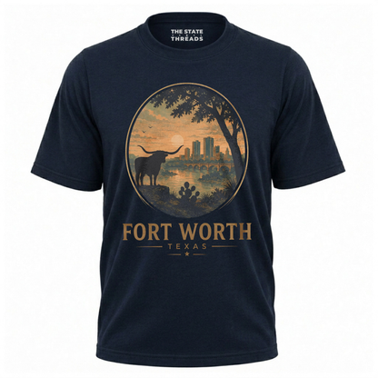 Fort Worth Texas Longhorn Skyline Western Shirt