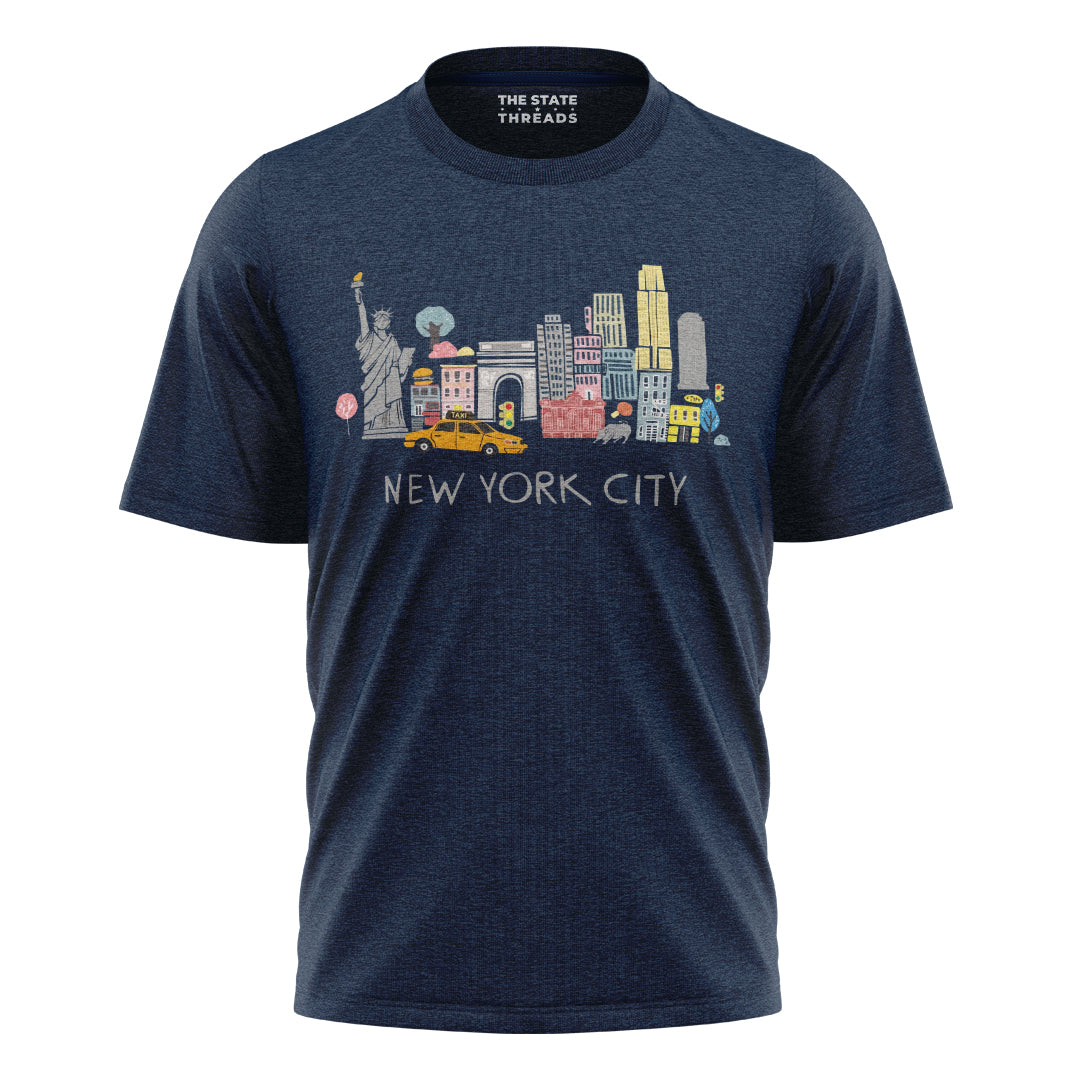 New York City Landmarks Illustrated Souvenir Shirt