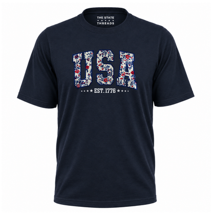 America Floral USA Est 1776 Patriotic Shirt