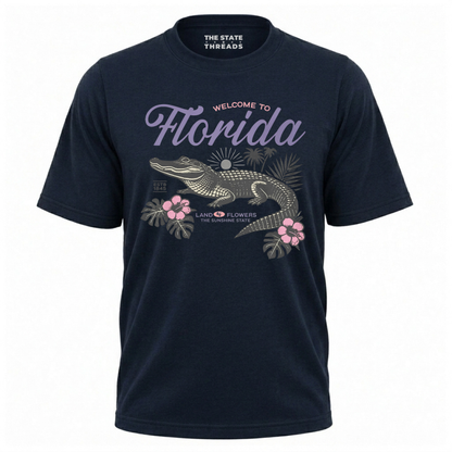 Welcome to Florida Alligator Retro Floral Summer Shirt