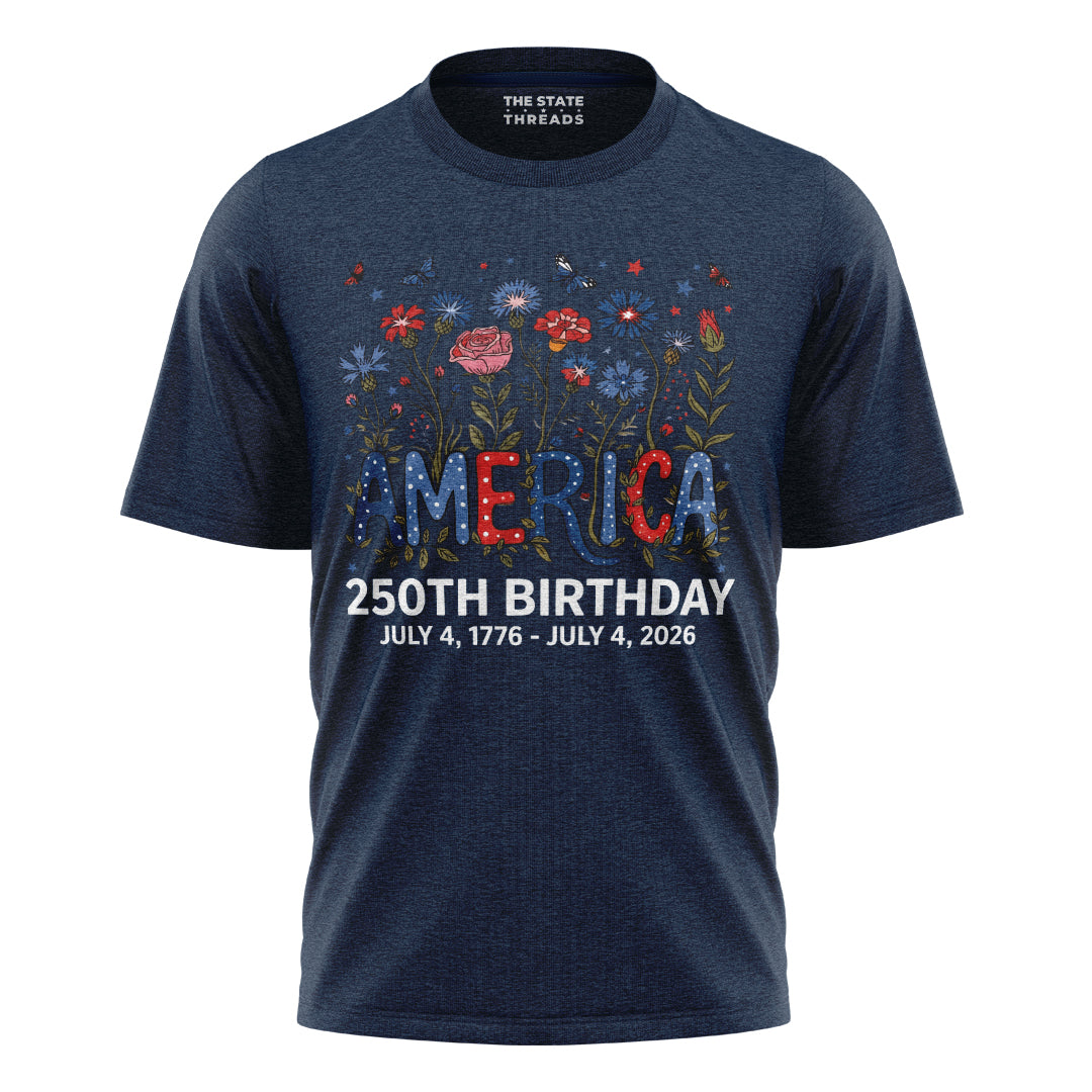 America 250 Floral Birthday Shirt