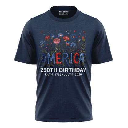 America 250 Floral Birthday Shirt