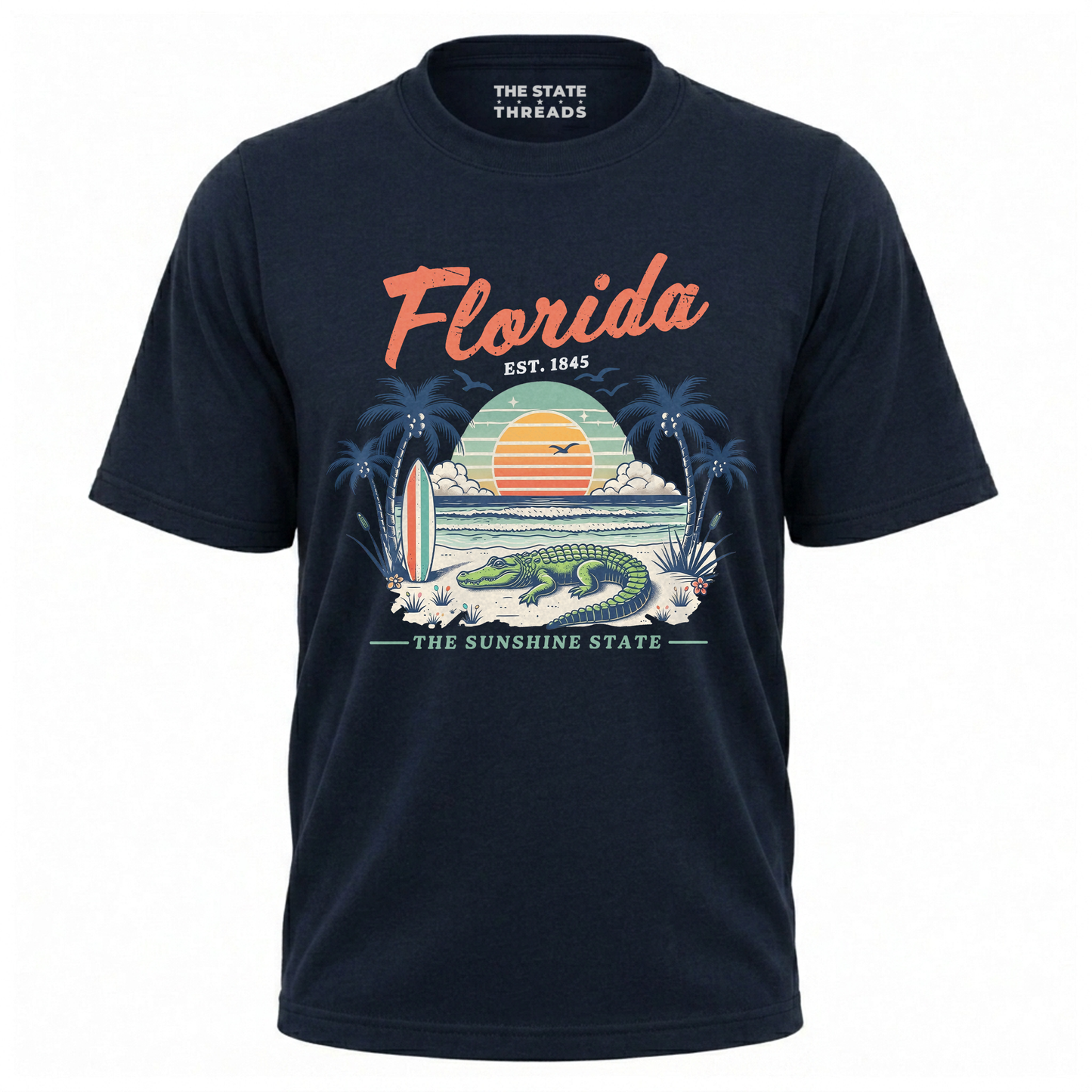 Florida Sunshine State Alligator Retro Sunset Beach Shirt