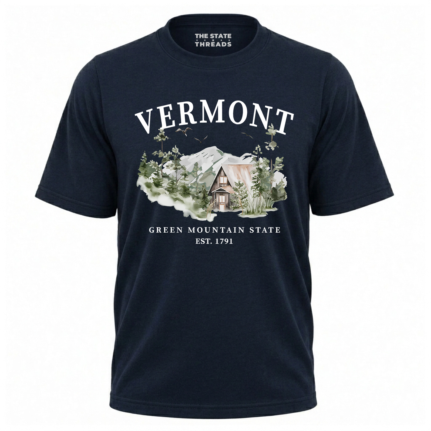 Vermont Green Mountain State A-Frame Cabin Nature Shirt