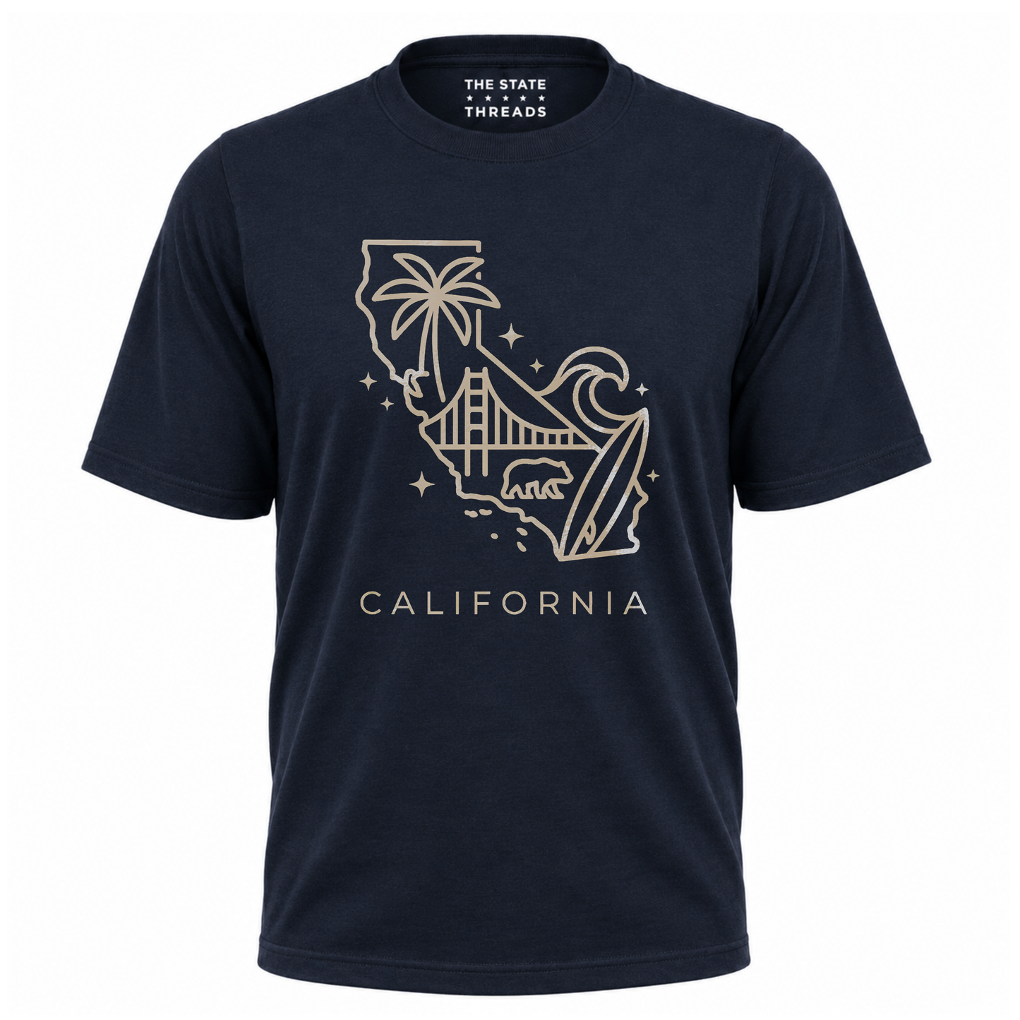 California State Map Minimalist Line Art Beach Shirt