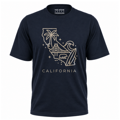 California State Map Minimalist Line Art Beach Shirt