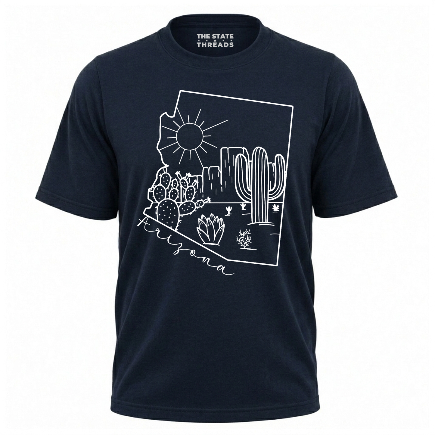 Arizona State Map Cactus Line Art Desert Shirt