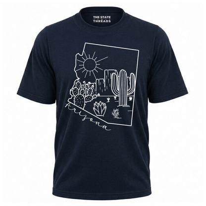 Arizona State Map Cactus Line Art Desert Shirt