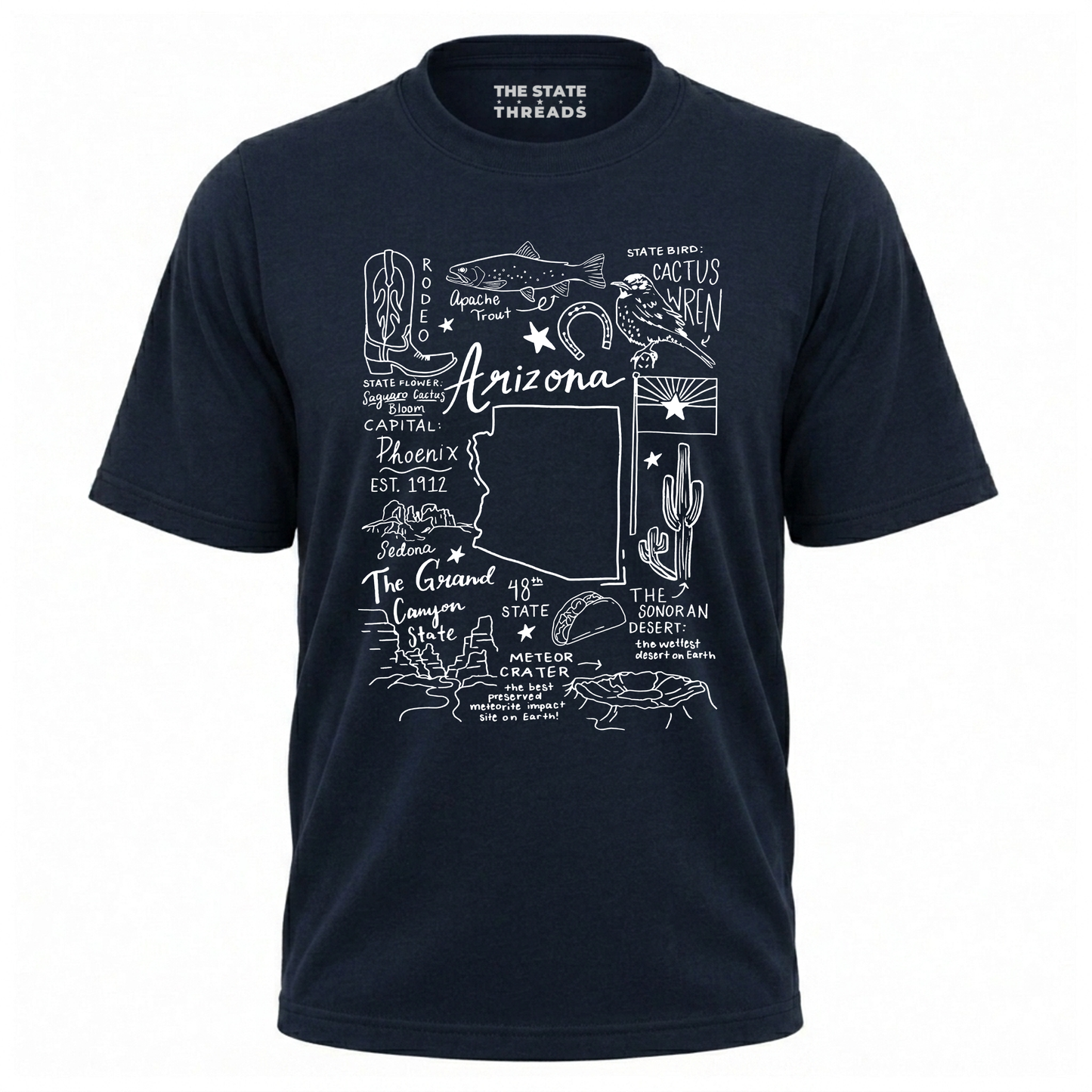 Arizona State Heritage Cactus Wren Icon Collage Shirt