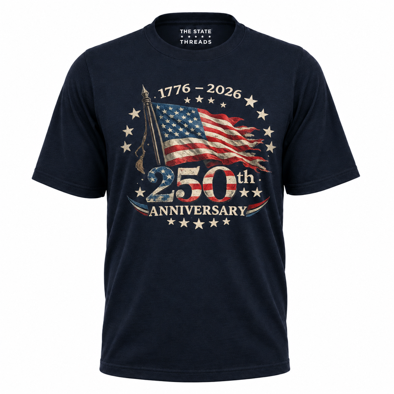 America 250th Anniversary Waving Flag Vintage Patriotic Shirt