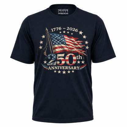 America 250th Anniversary Waving Flag Vintage Patriotic Shirt