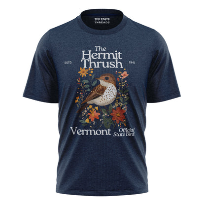 Vermont Hermit Thrush State Bird Vintage Floral Shirt