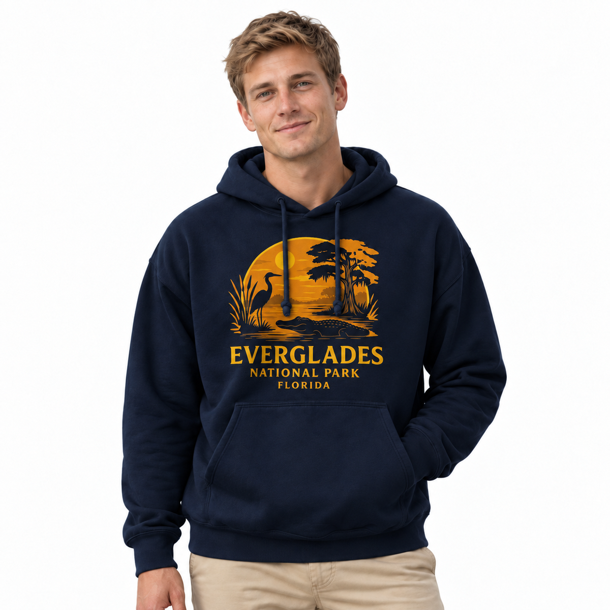 Everglades National Park Florida Alligator Heron Sunset Hoodie