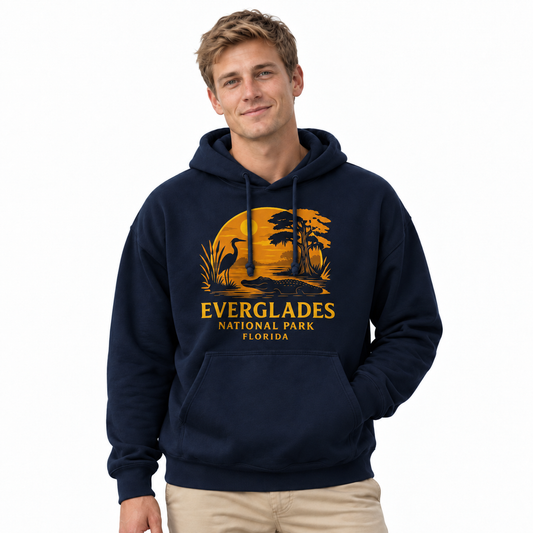 Everglades National Park Florida Alligator Heron Sunset Hoodie